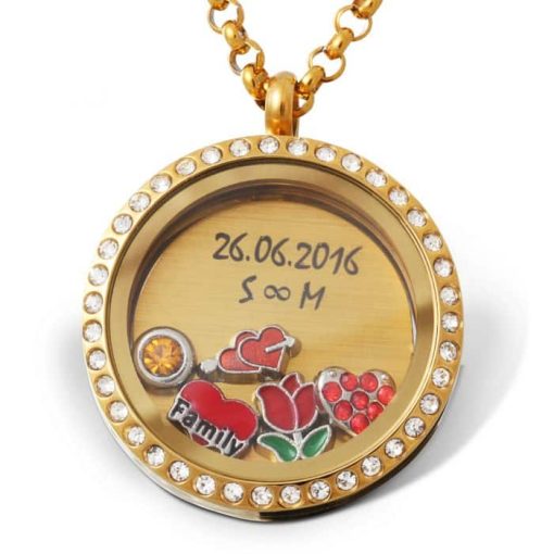 Medaillon mit Gravur und Charms "Eni"- (c) baslina.com