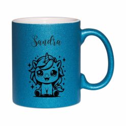 Glitzertasse mit Namen "Einhorn" 23 Glitzertasse mit Namen_Sandra_Einhorn_blau - (c) baslina.com