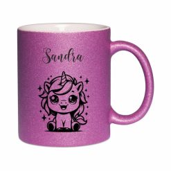 Glitzertasse mit Namen "Einhorn" 21 Glitzertasse mit Namen_Sandra_Einhorn_lila - (c) baslina.com