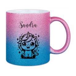 Glitzertasse mit Namen "Einhorn" 20 Glitzertasse mit Namen_Sandra_Einhorn_pink_blau - (c) baslina.com