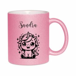 Glitzertasse mit Namen "Einhorn" 18 Glitzertasse mit Namen_Sandra_Einhorn_rosa - (c) baslina.com