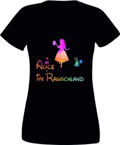 Polter T-Shirt Damen "Alice im Rauschland" 11 Polter T Shirts Damen_Alice im Rauschland_ohne Namen_Shirt_schwarz - (c) baslina.com