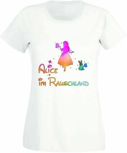 Polter T-Shirt Damen "Alice im Rauschland" 12 Polter T Shirts Damen_Alice im Rauschland_ohne Namen_Shirt_weiß - (c) baslina.com
