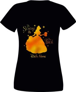 Polter T Shirts Damen_Die Schöne und das Bier_dein Name_Shirt_schwarz - (c) baslina.com