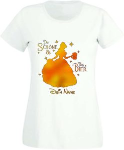Polter T Shirts Damen_Die Schöne und das Bier_dein Name_Shirt_weiß - (c) baslina.com