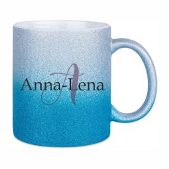 Glitzertasse mit Namen_Anna-lena_silber_blau_(c) Baslina