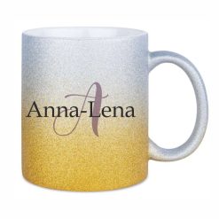 Glitzertasse mit Namen_Anna-lena_silber_gold_(c) Baslina
